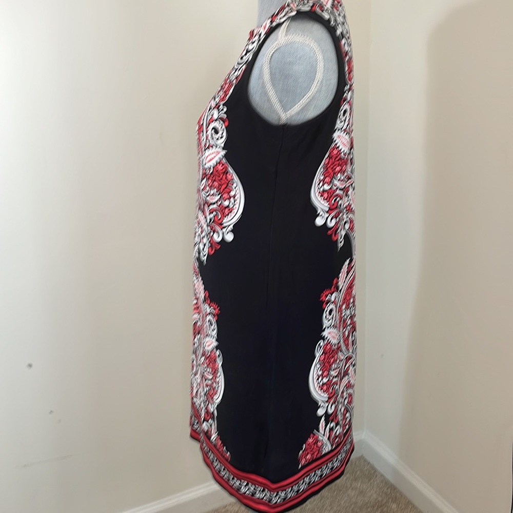 NY & Co Black and Red Tunic Style Sleeveless Cotton Stretch Dress Size Medium - Picture 3 of 6